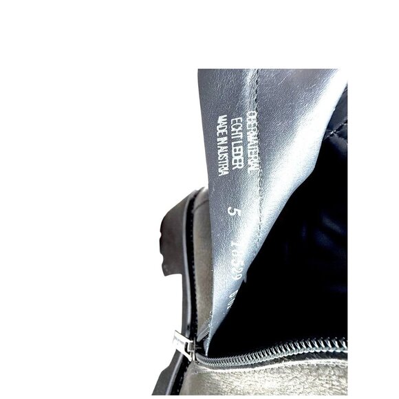 Paul Green Women Chunky Lug Sole Gray Leather Boots W/ Buckle Strap 7.5 - Picture 9 of 10